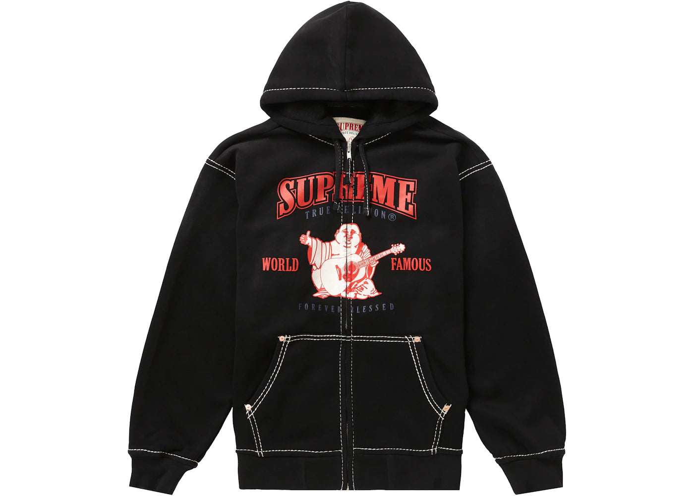 Supreme True Religion Zip Up Hooded Sweatshirt Black