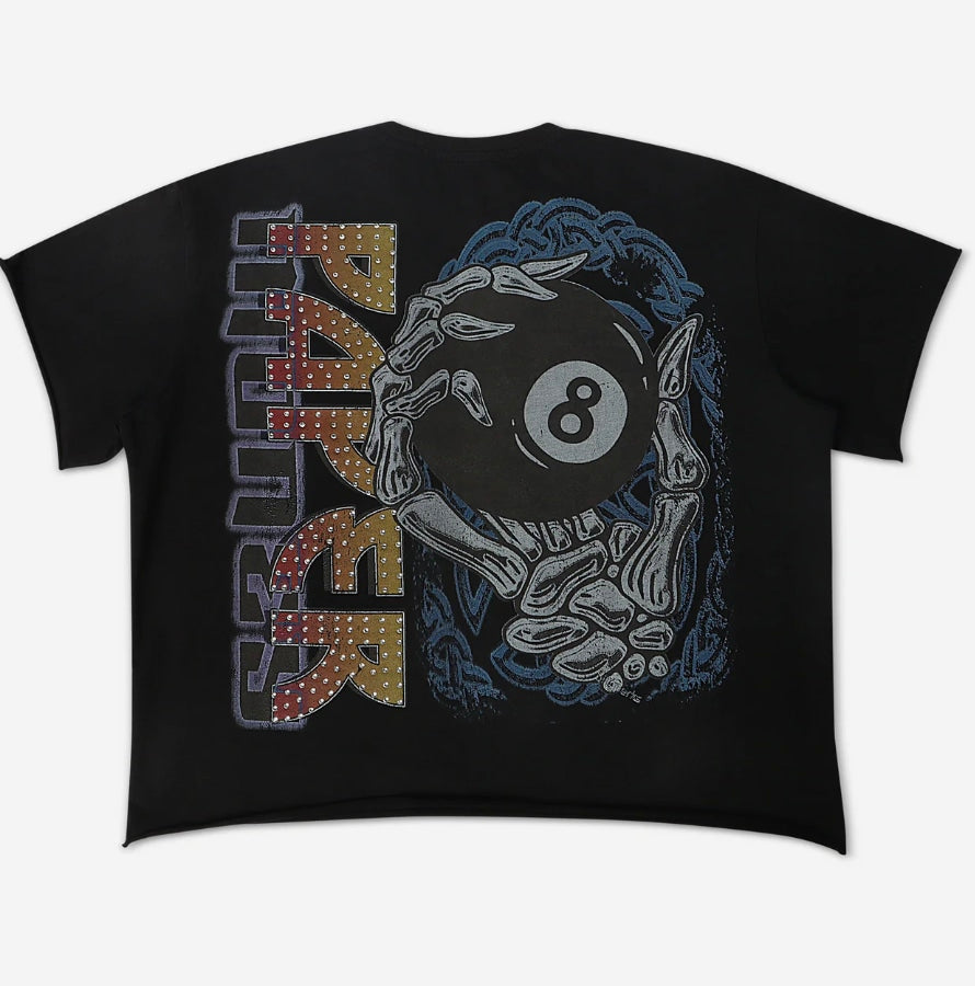 Paper Money Eightball Rhinestone Tee Cream