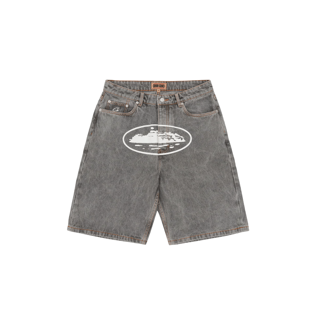 Corteiz Alcatraz Shorts Denim Light Grey