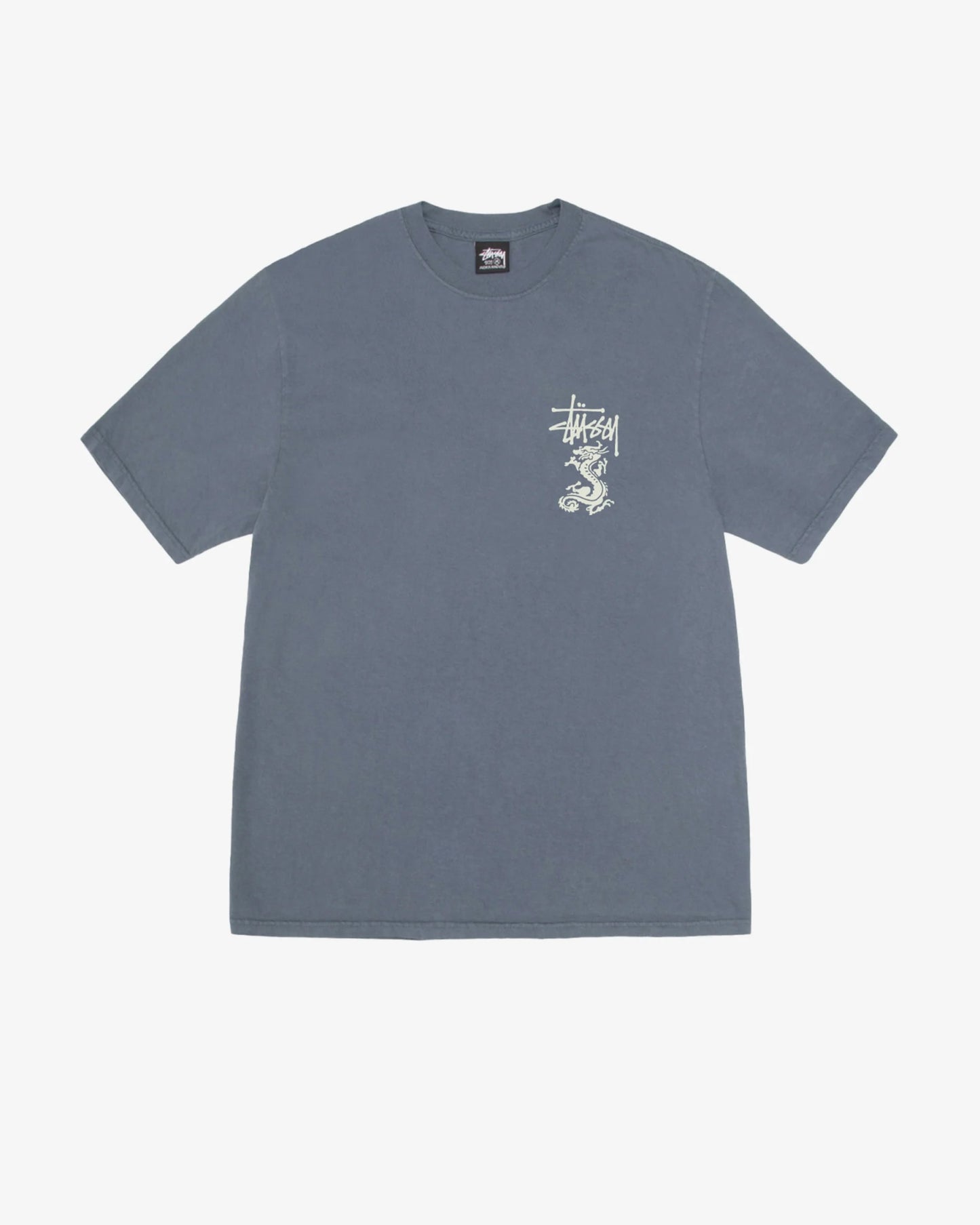 T-SHIRT DOUBLEDRAGON PIG DYED BLANC BLUE