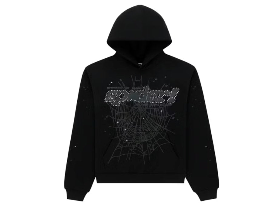Sp5der Rhinestone Punk V2 Hoodie Black