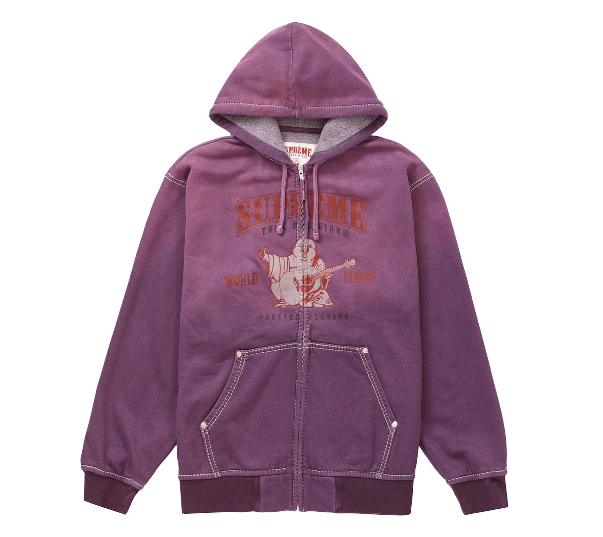 Supreme True Religion Zip Up Hooded Sweatshirt Purple