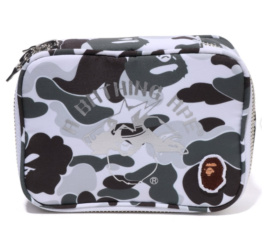 BAPE SHIBUYA CAMO AMENITY POUCH GREY