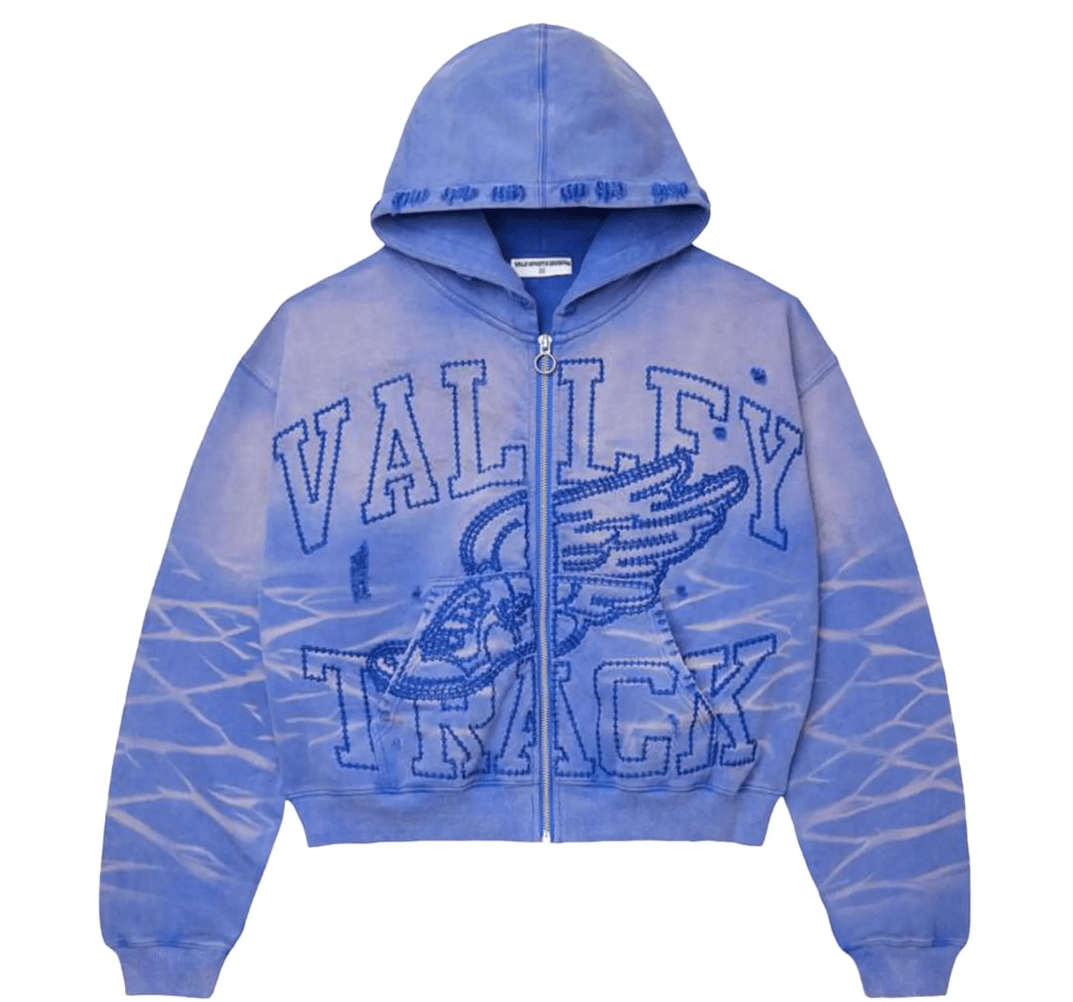 Vale Forever Wildflower Garden Zip Up Hoodie Blue
