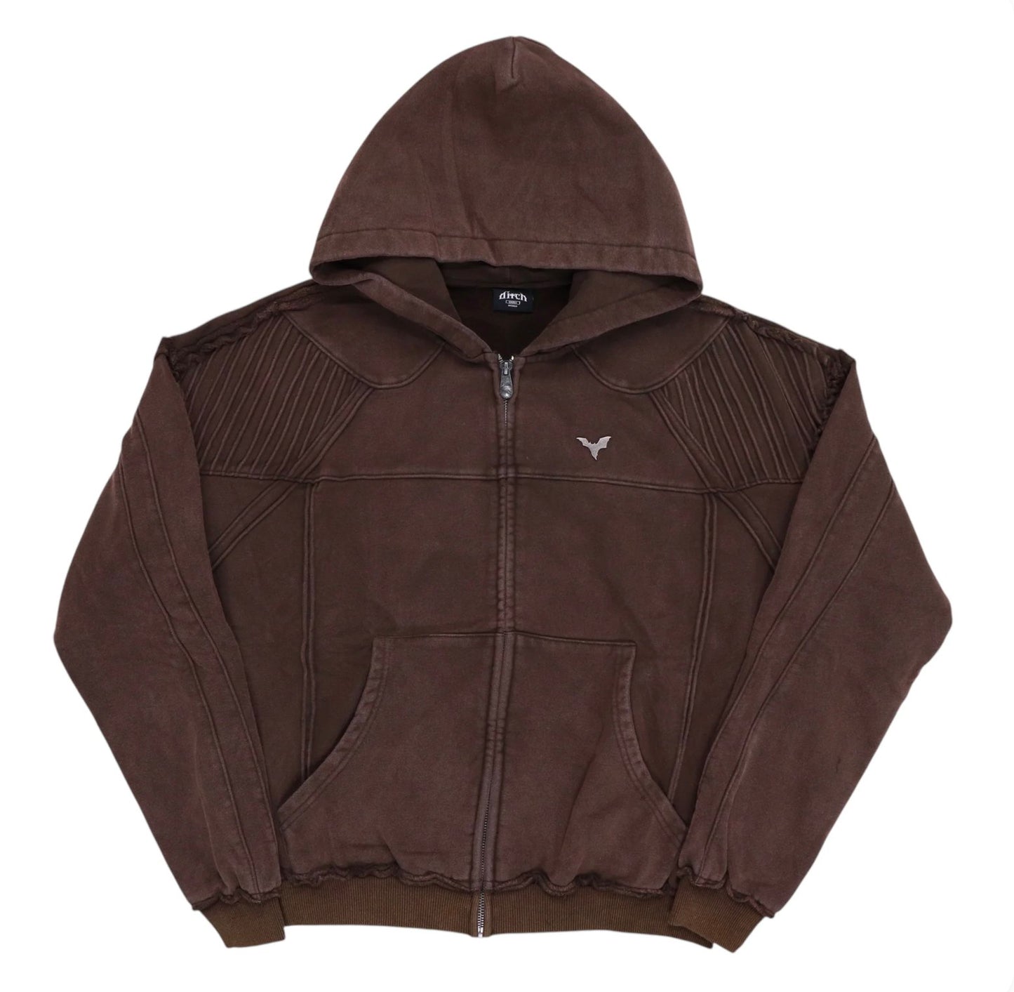 Ditch Biker Mocha Zip Up Hoodie