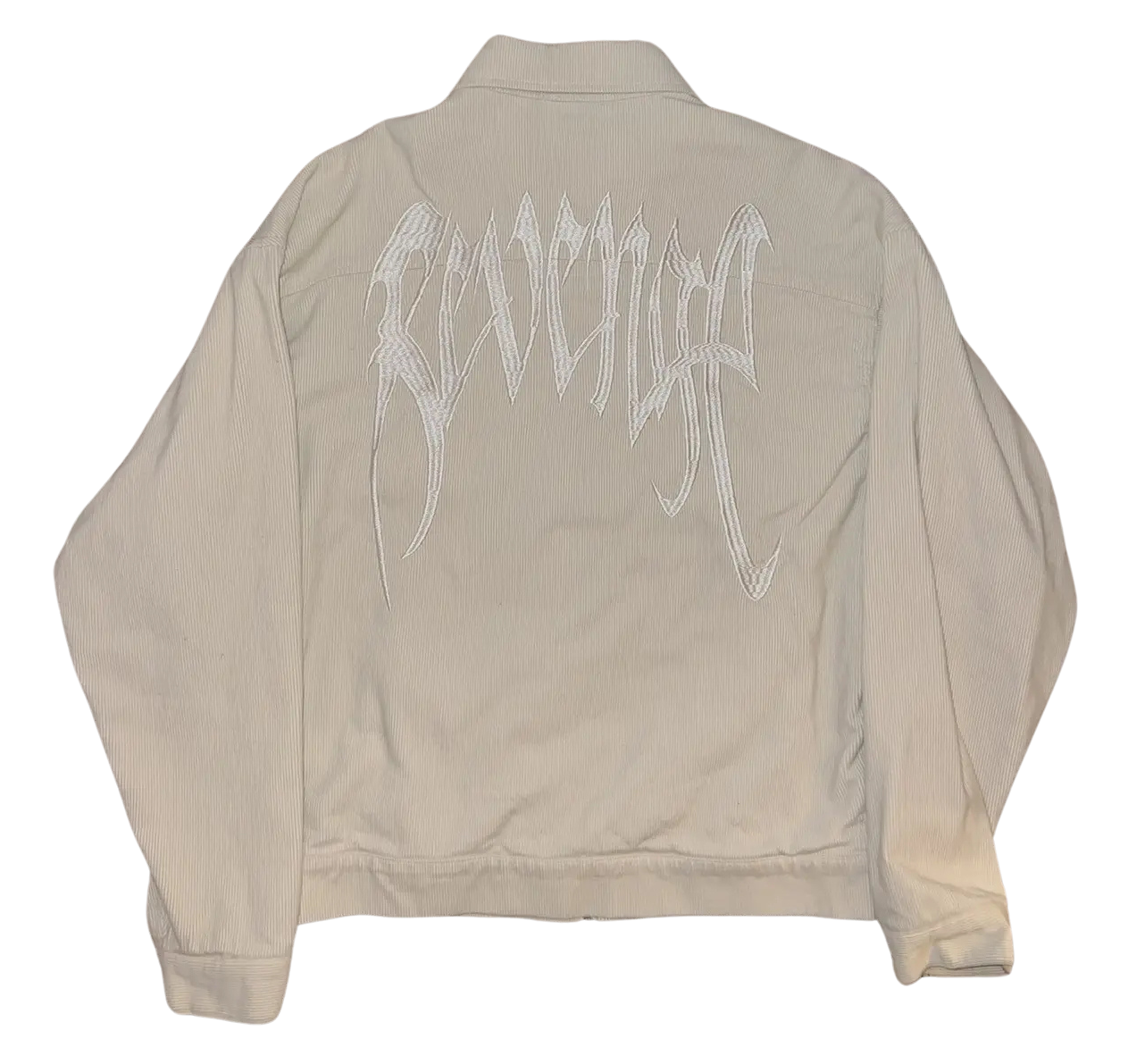 Revenge Embroidered Cream Corduroy Jacket
