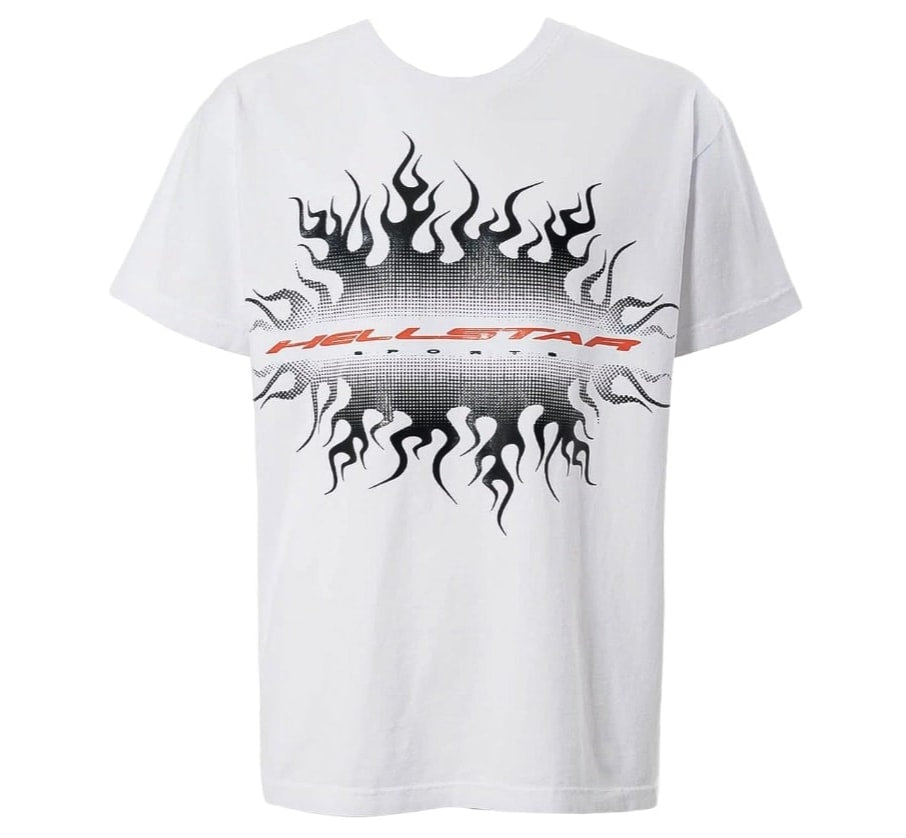 Hellstar Gradient Flame Sports Logo T-Shirt White