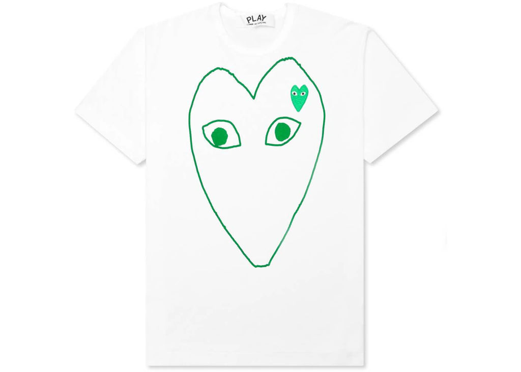 Comme des Garcons Play Green Emblem Outline T-shirt White