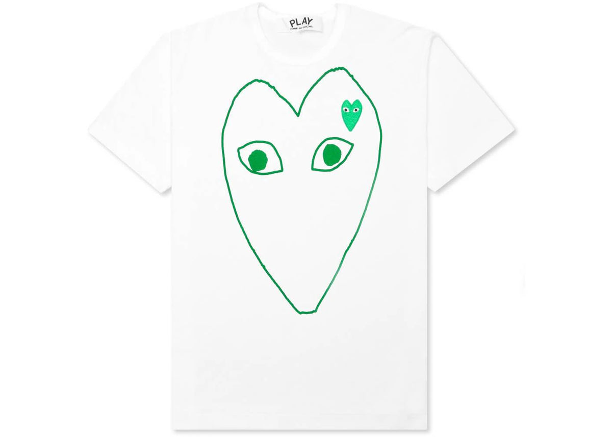 Comme des Garcons Play Green Emblem Outline T-shirt White