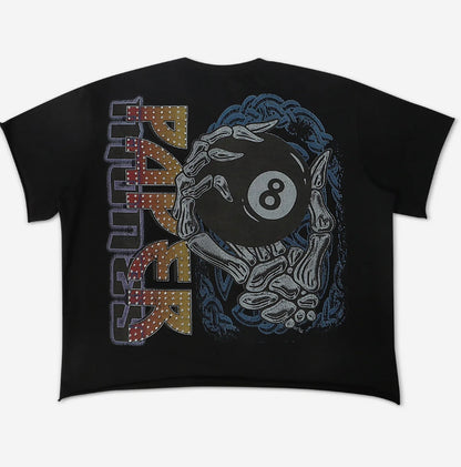 Paper Money Eightball Rhinestone Tee Cream