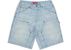 Supreme Repeat Jacquard Double Knee Denim Short Light Washed Indigo
