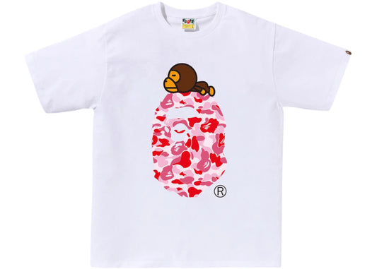 BAPE ABC Camo Milo On Big Ape Tee (SS25) White/Pink