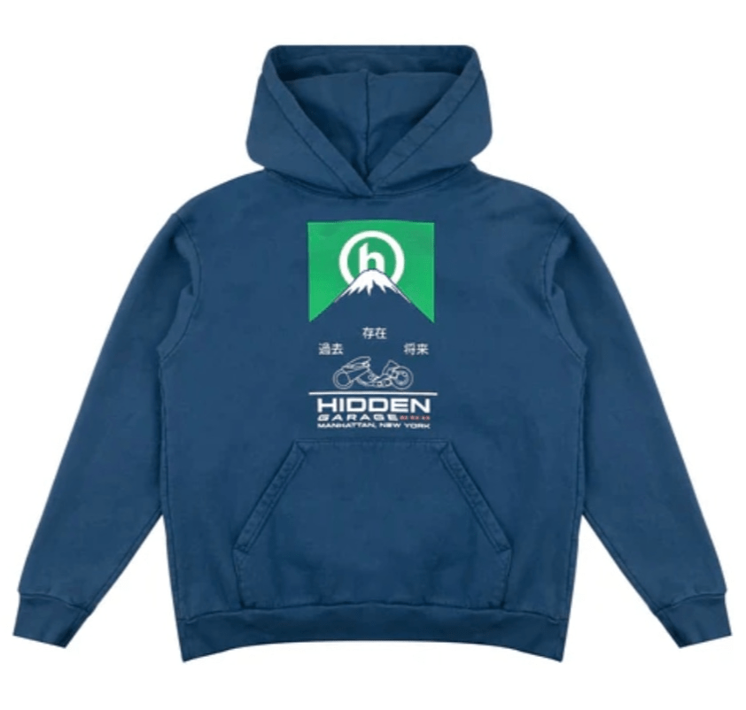 Hidden Garage Navy Hoodie