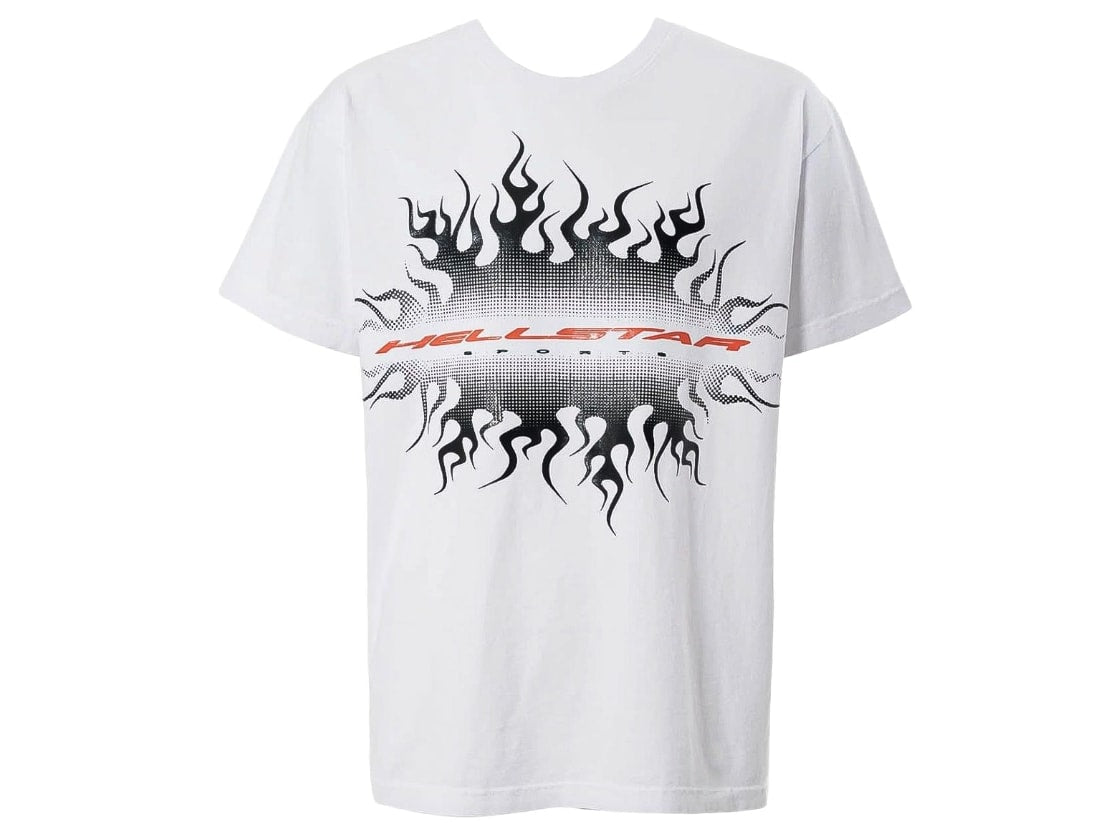 Hellstar Gradient Flame Sports Logo T-Shirt White
