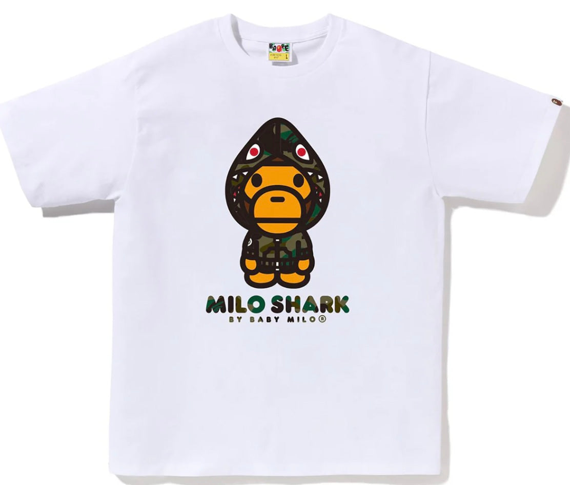 Bape 1st Baby Milo Shark Camo Tee White