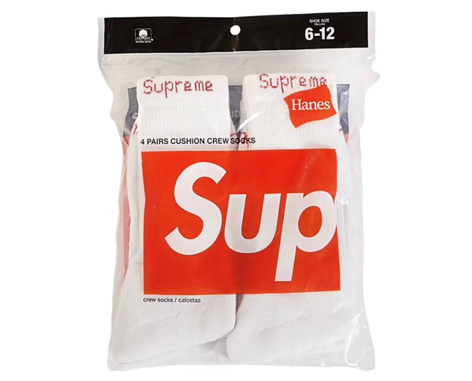 Supreme x Hanes Crew Socks (4 Pack) 'White'
