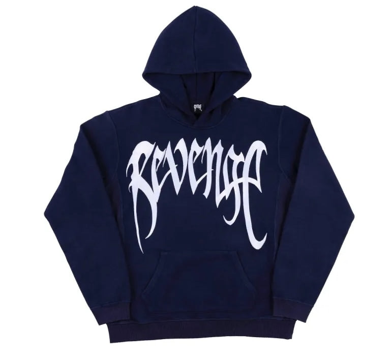 Revenge Embroidered Logo Hoodie Navy