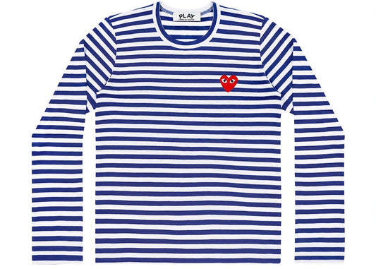 Comme des Garcons Play Striped Long Sleeve T-shirt Blue/White