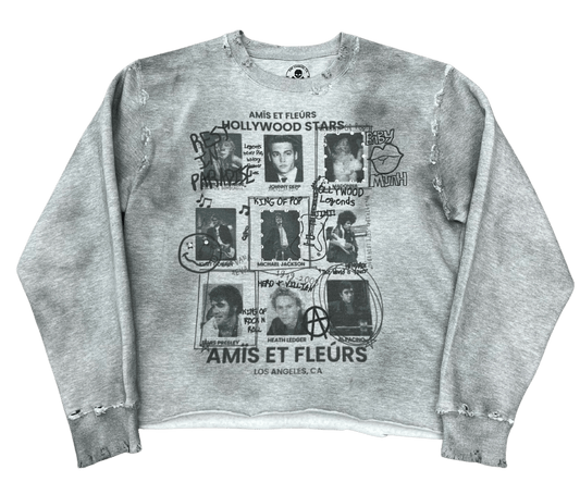 AMÏS ET FLEÚRS "Hollywood Stars" Crewneck Grey