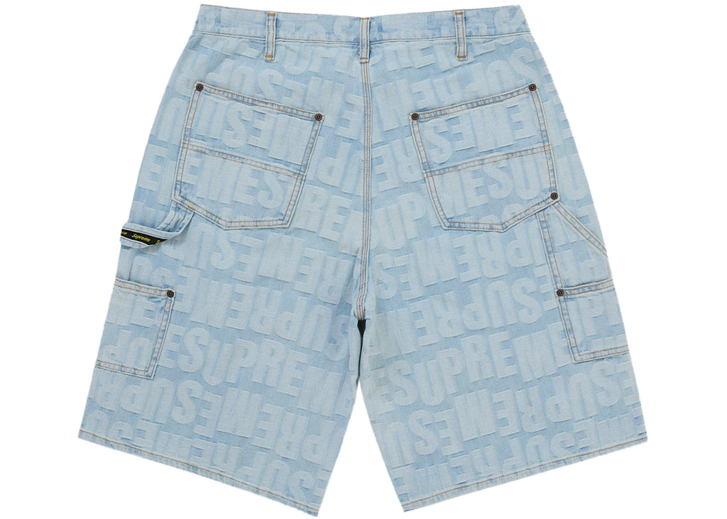 Supreme Repeat Jacquard Double Knee Denim Short Light Washed Indigo