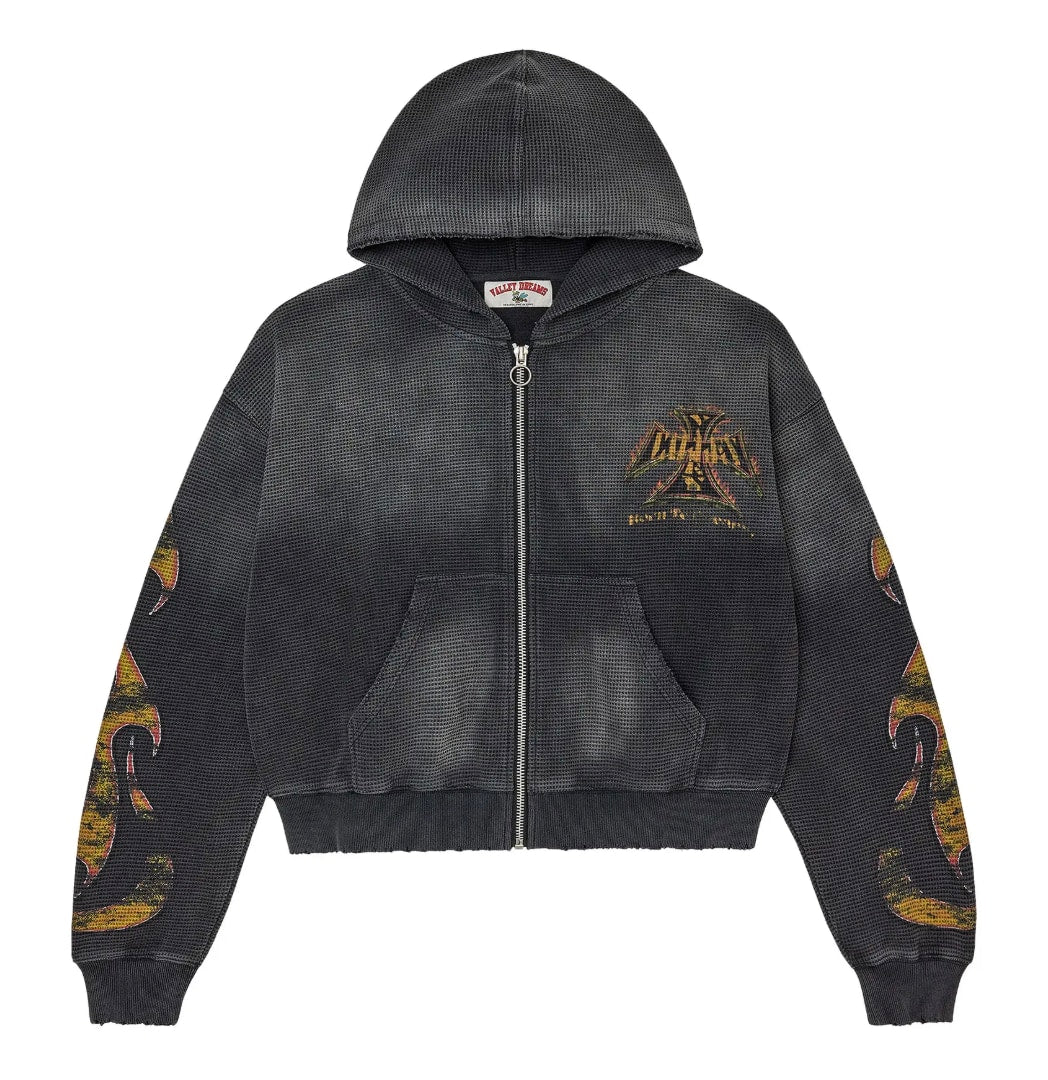 Vale Forever Reborn Waffle Zip Up Black