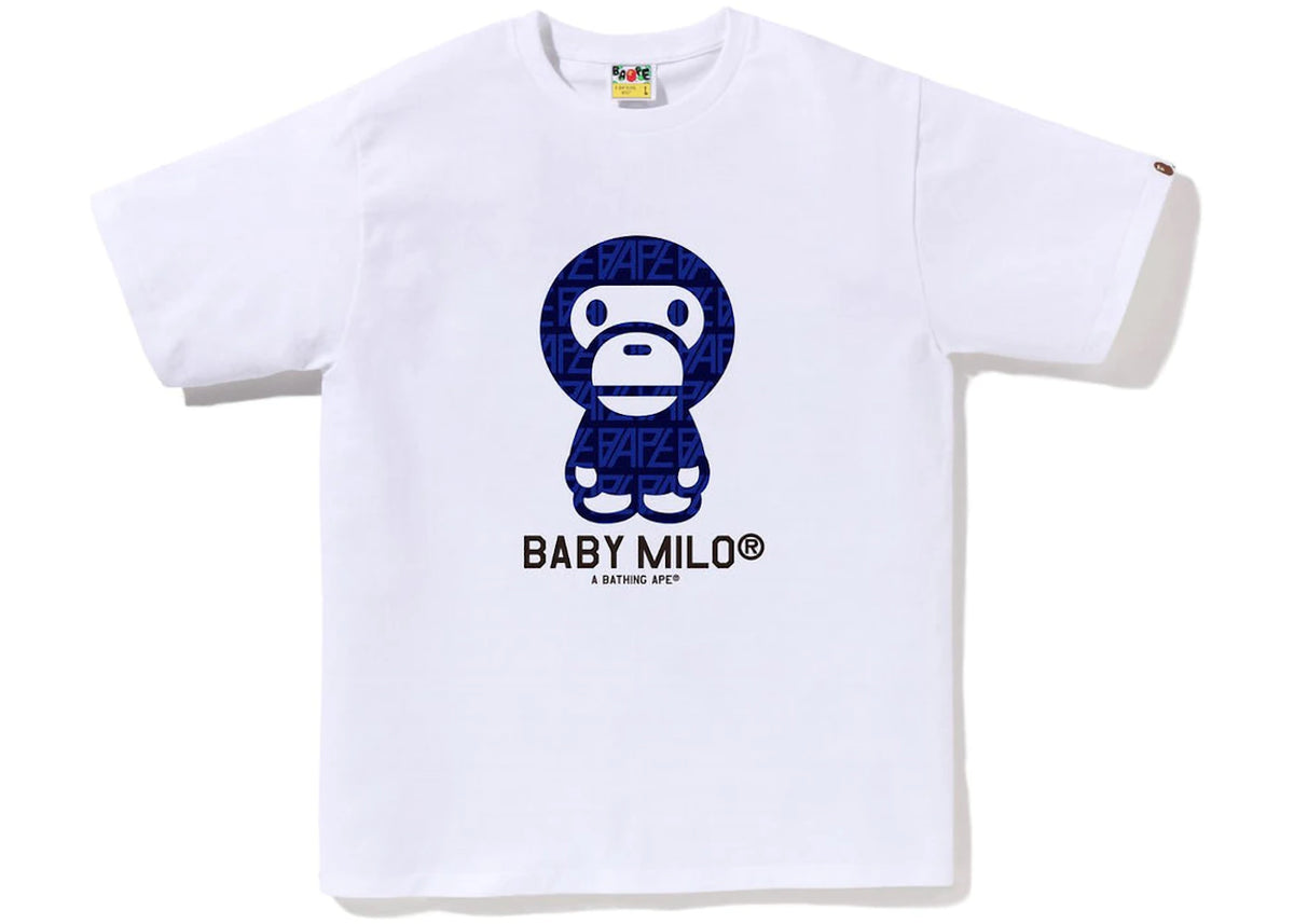 BAPE Logo Monogram Baby Milo Tee White Navy