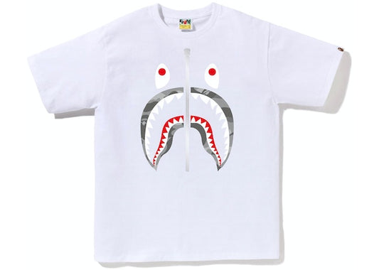 BAPE Honeycomb Camo Shark Tee White/Grey