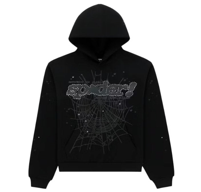 Sp5der Rhinestone Punk V2 Hoodie Black