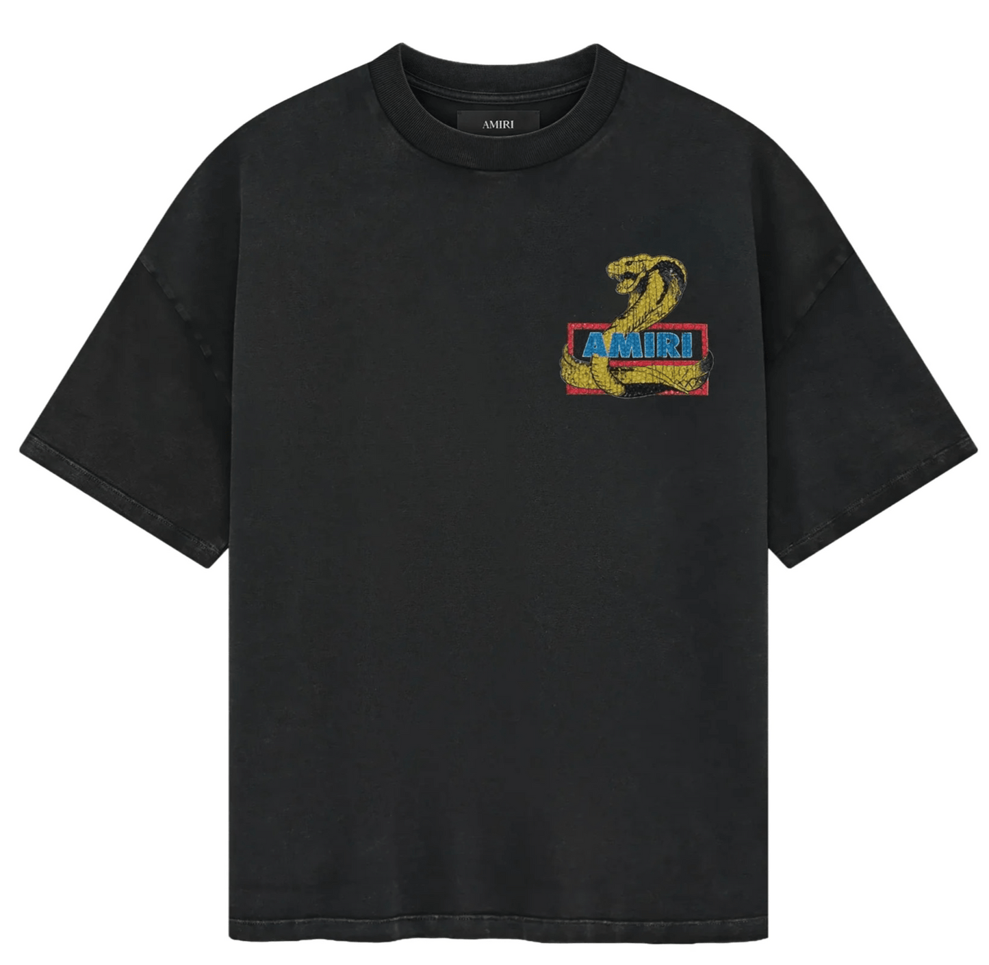 Amiri Crystal Cobra Oversized Tee Black