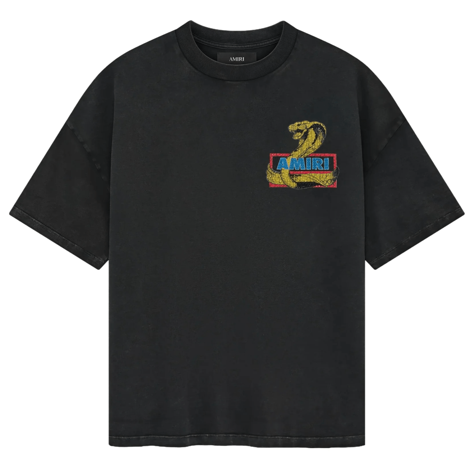 Amiri Crystal Cobra Oversized Tee Black