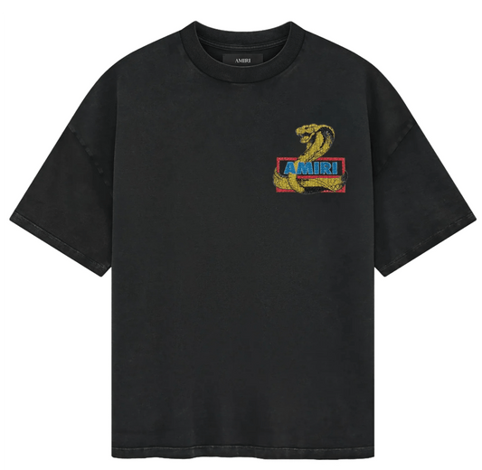 Amiri Crystal Cobra Oversized Tee Black