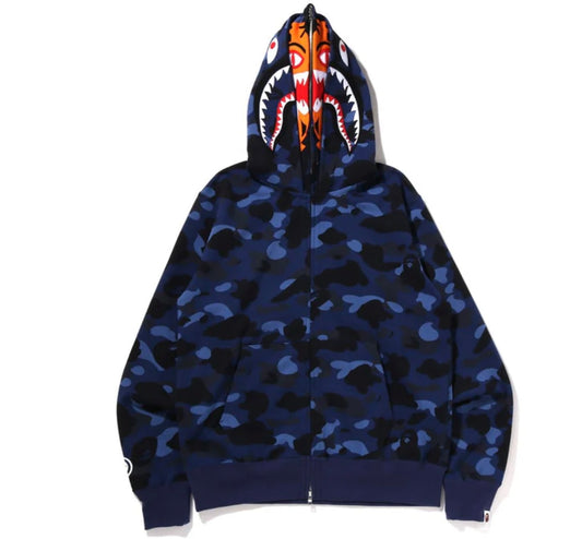 BAPE Color Camo Tiger Shark Wide Full Zip Double Hoodie (SS22)