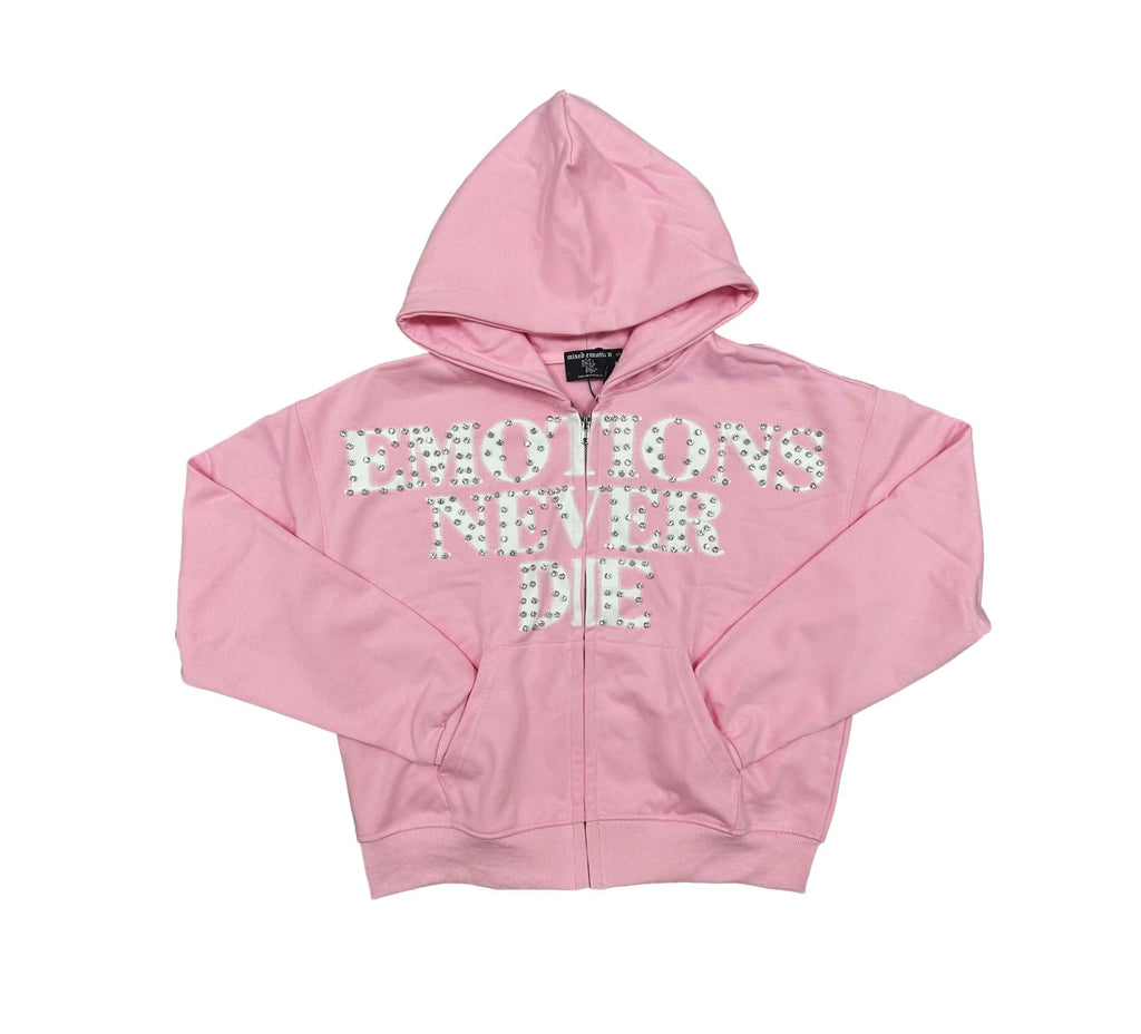 Mixed Emotions Pink Rhinestone Zip Up