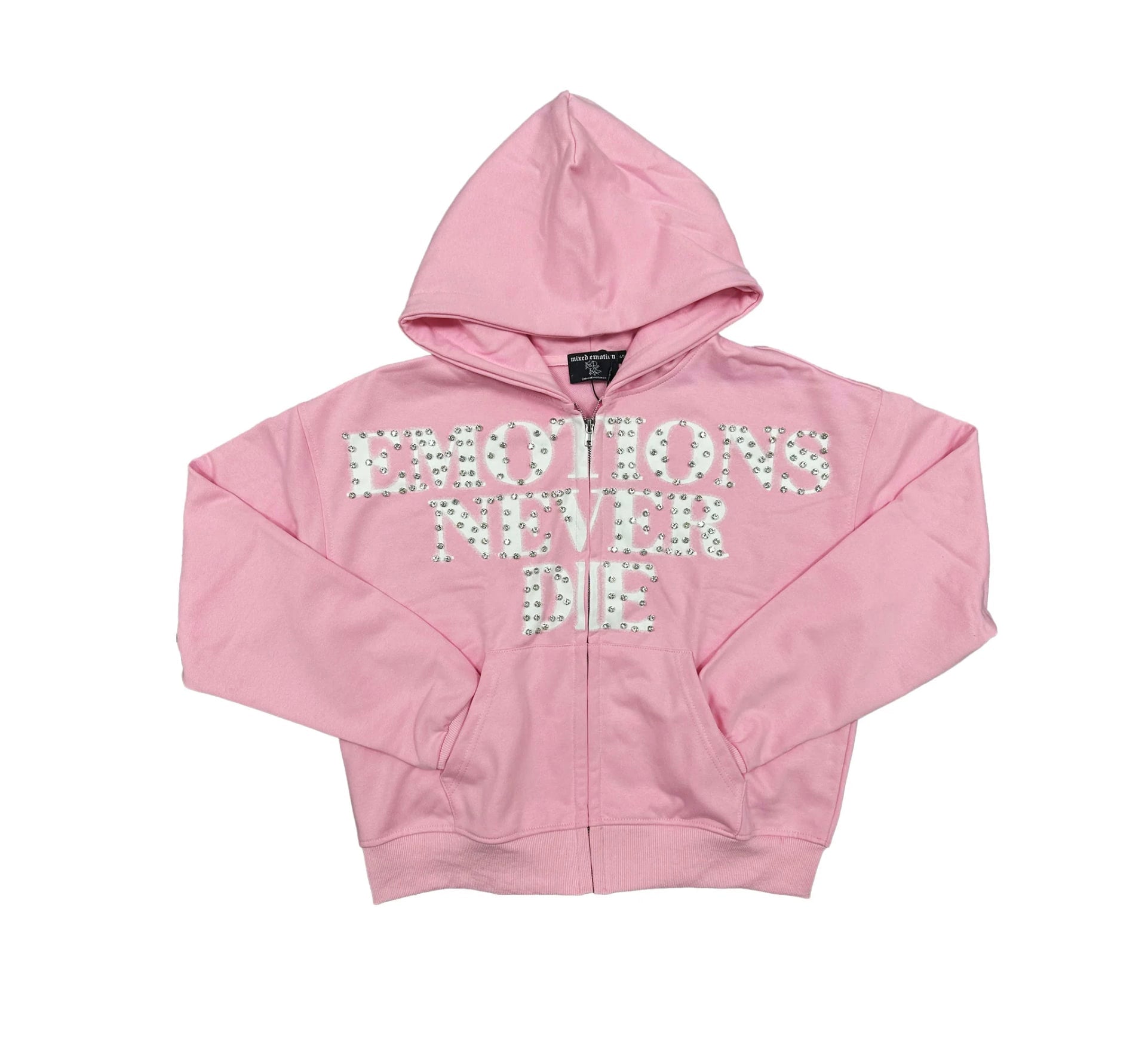 Mixed Emotions Pink Rhinestone Zip Up