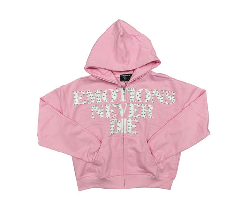 Mixed Emotions Pink Rhinestone Zip Up