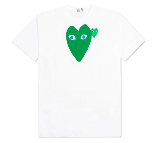 Comme des Garcons Play Blue Eyed Green Heart T-shirt White