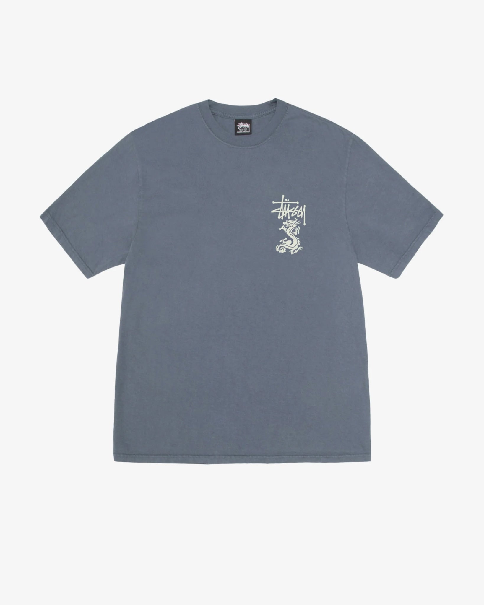 T-SHIRT DOUBLEDRAGON PIG DYED BLANC BLUE