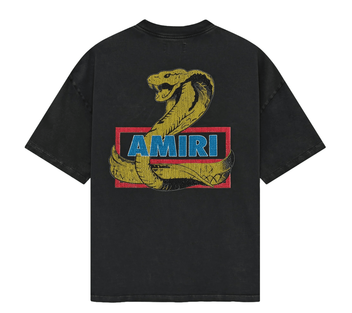 Amiri Crystal Cobra Oversized Tee Black