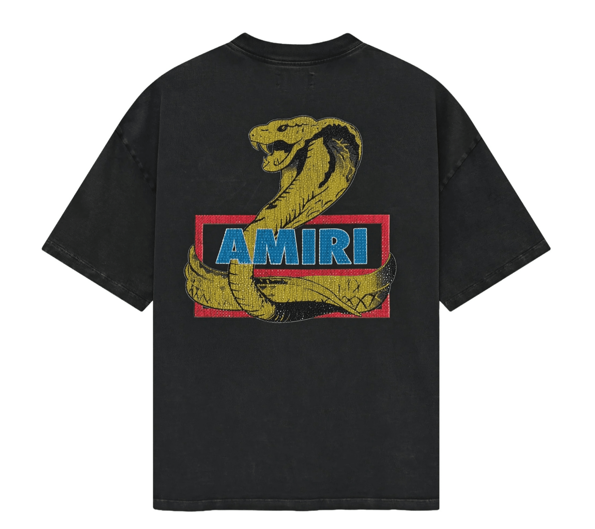 Amiri Crystal Cobra Oversized Tee Black