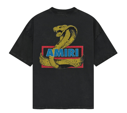 Amiri Crystal Cobra Oversized Tee Black