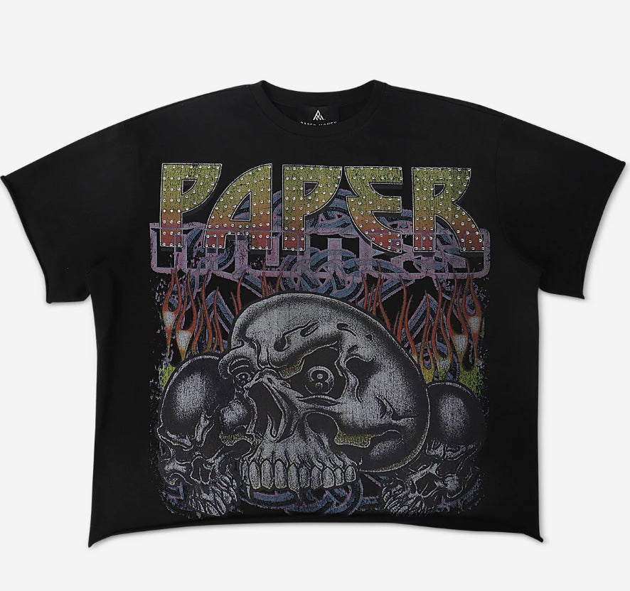 Paper Money Eightball Rhinestone Tee Cream