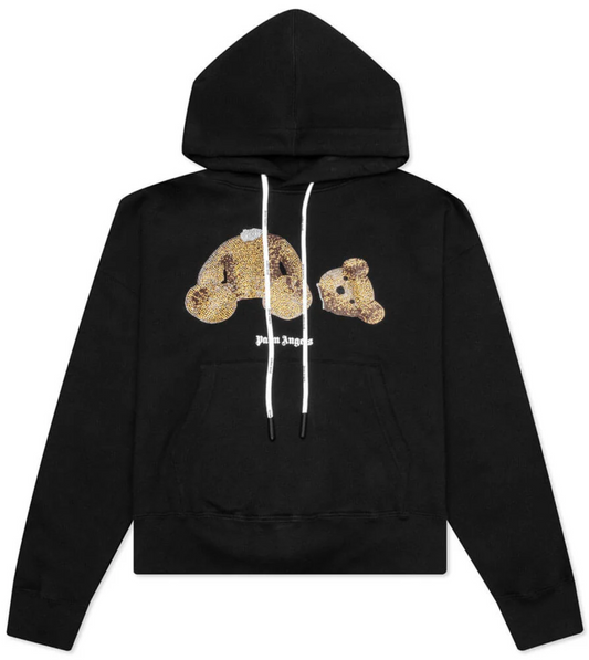 Palm Angels Crystal-embellished Teddy Bear Hoodie Black