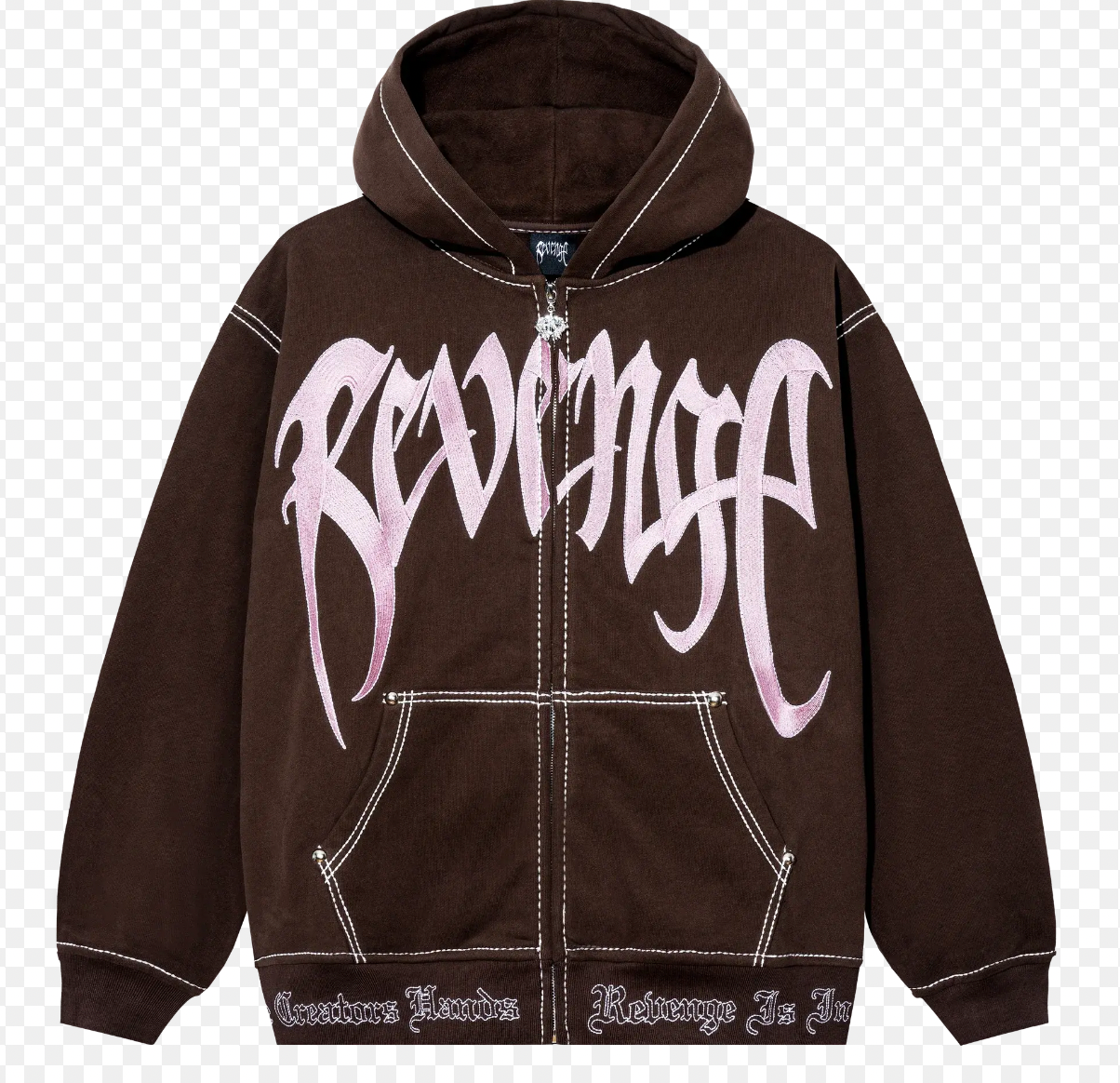 Revenge Zip-Up Hoodie Brown