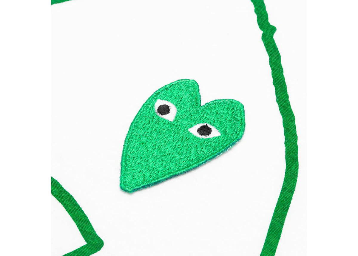 Comme des Garcons Play Green Emblem Outline T-shirt White