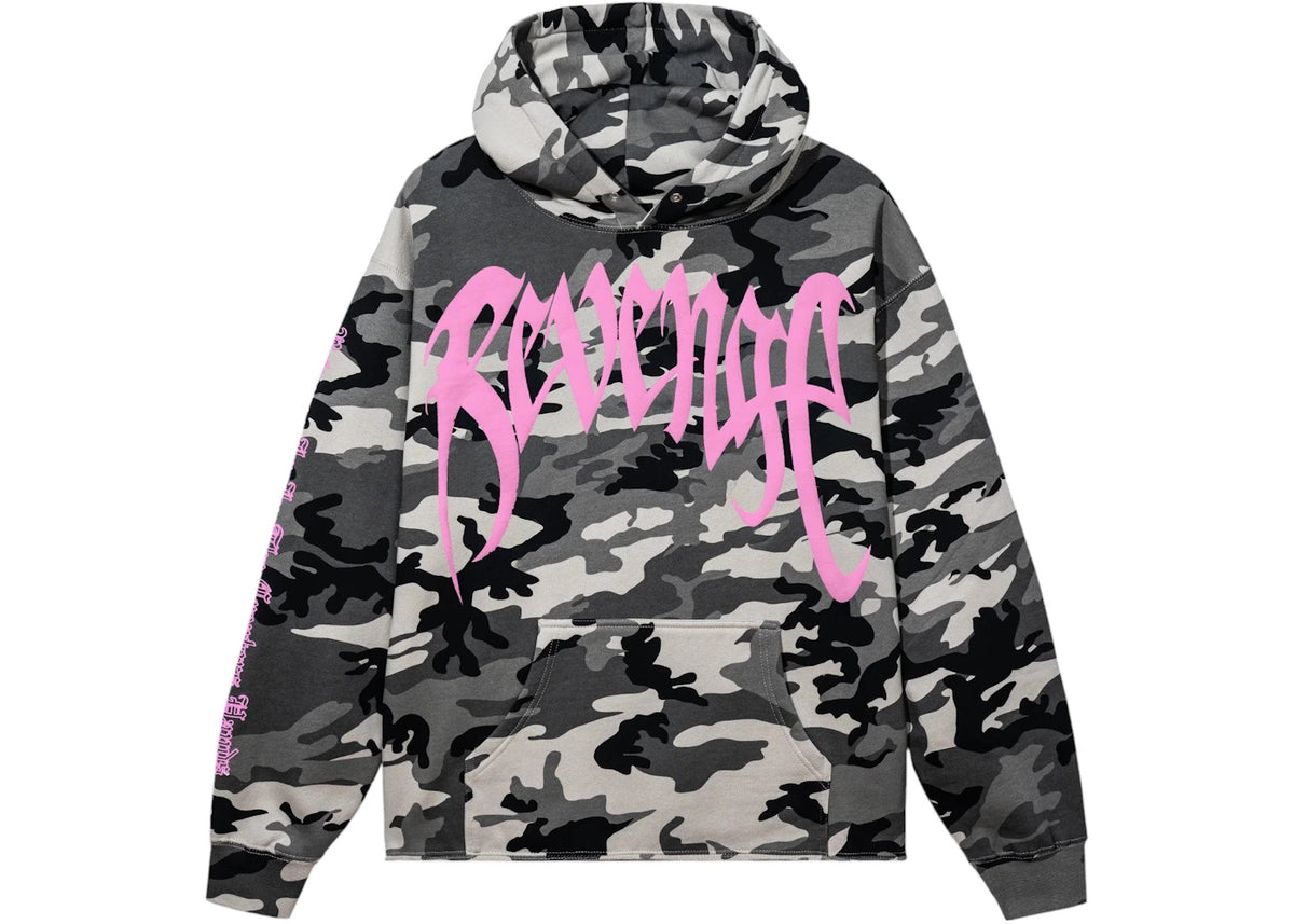 Reveng Cropped Hoodie Snow Camo/Pink