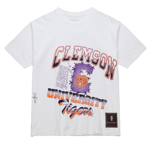 Travis Scott x Mitchell & Ness Clemson Tigers Hand-Drawn T-Shirt White