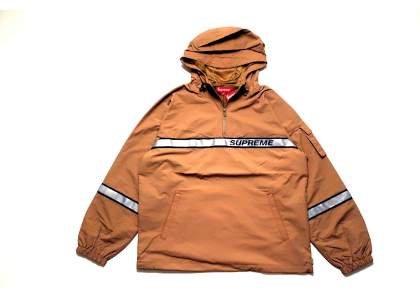 Supreme Reflective Taping Hooded Pullover Tan