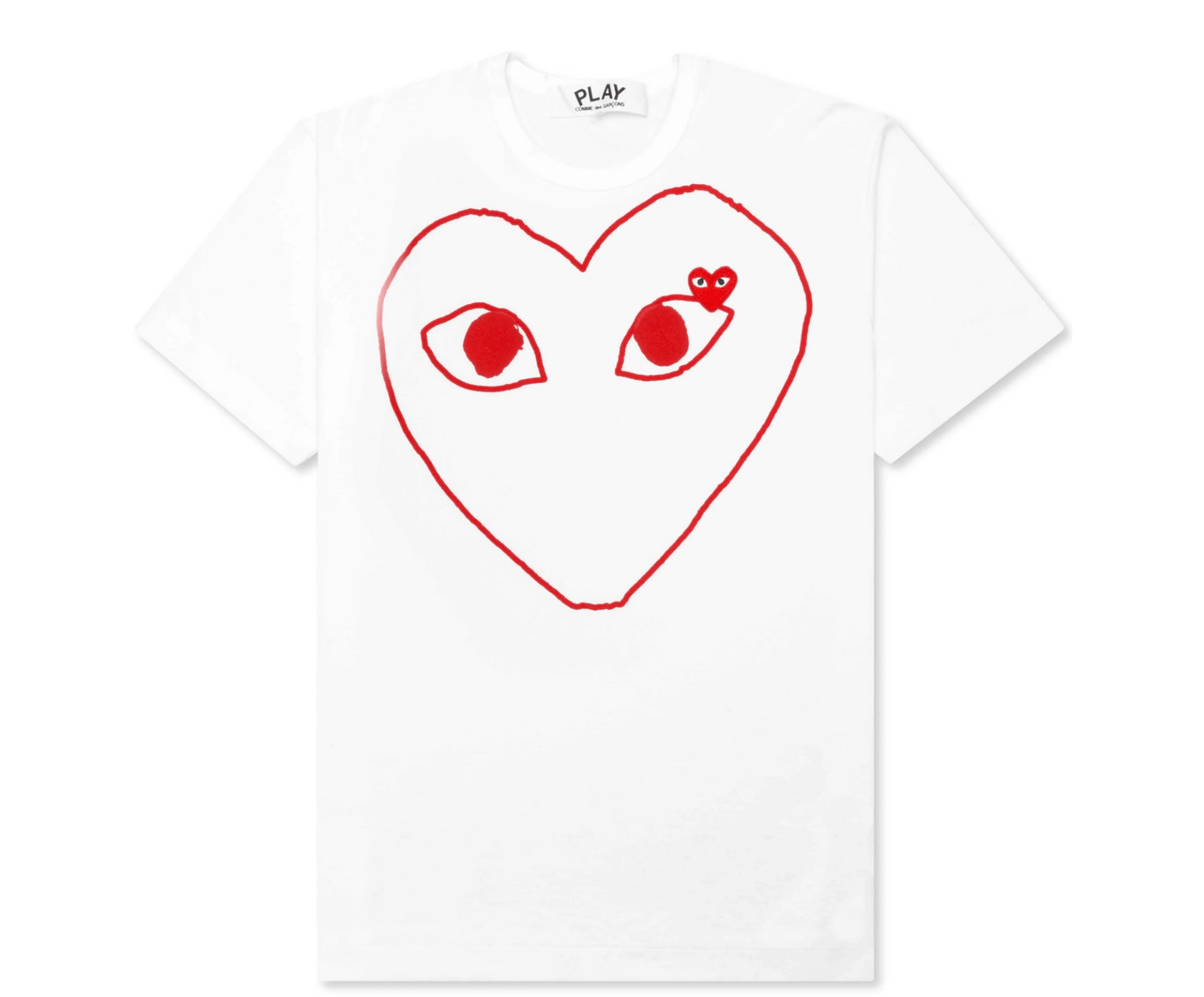 Comme des Garcons PLAY Outline Heart T-Shirt - White/Red