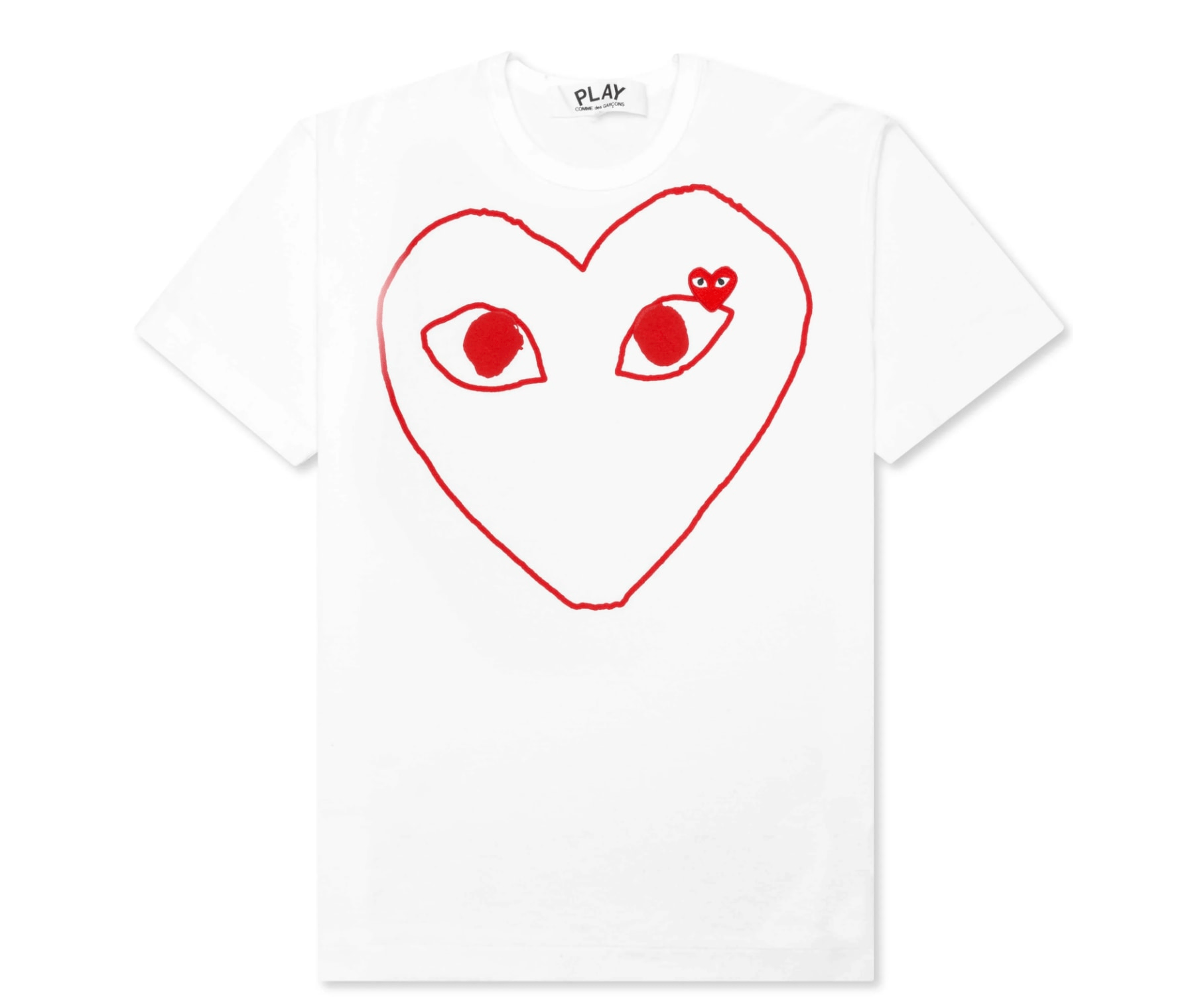 Comme des Garcons PLAY Outline Heart T-Shirt - White/Red