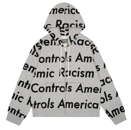 Denim Tears x Systemic Racism Controls America Zip Up Hoodie Heather Grey